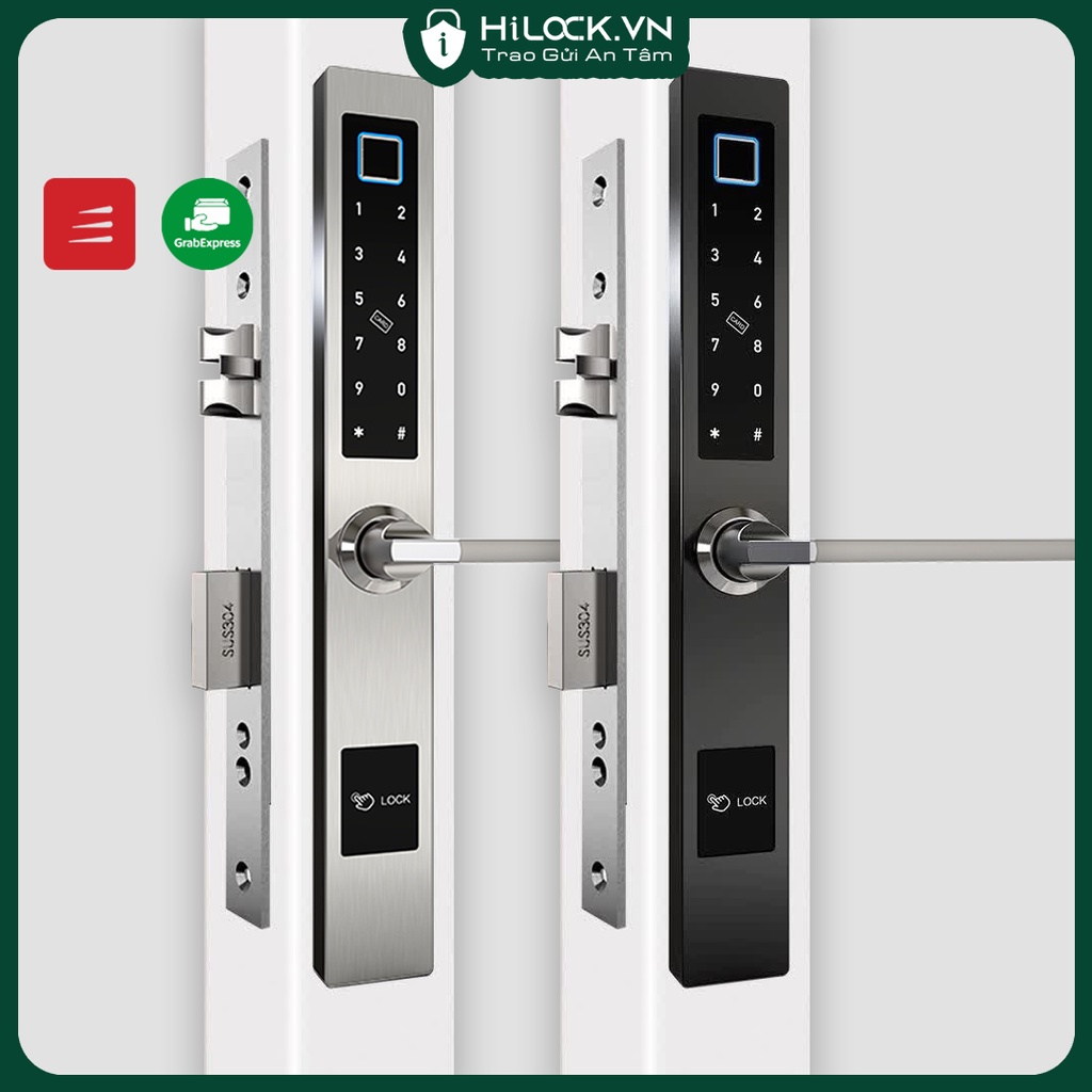 Khoá cửa vân tay HL1019 cửa gỗ, sắt, cửa nhôm, nhôm xingfa, nhựa lõi thép, cửa bản mỏng nhỏ hilock dùng APP TTlock hiloc