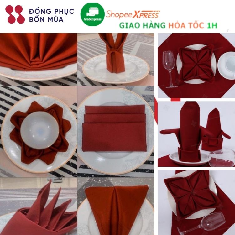 Khăn ăn nhà hàng napkin chất liệu vải kaki 100% cotton nhiều màu, khăn ăn nhà hàng khách sạn SẴN HÀNG