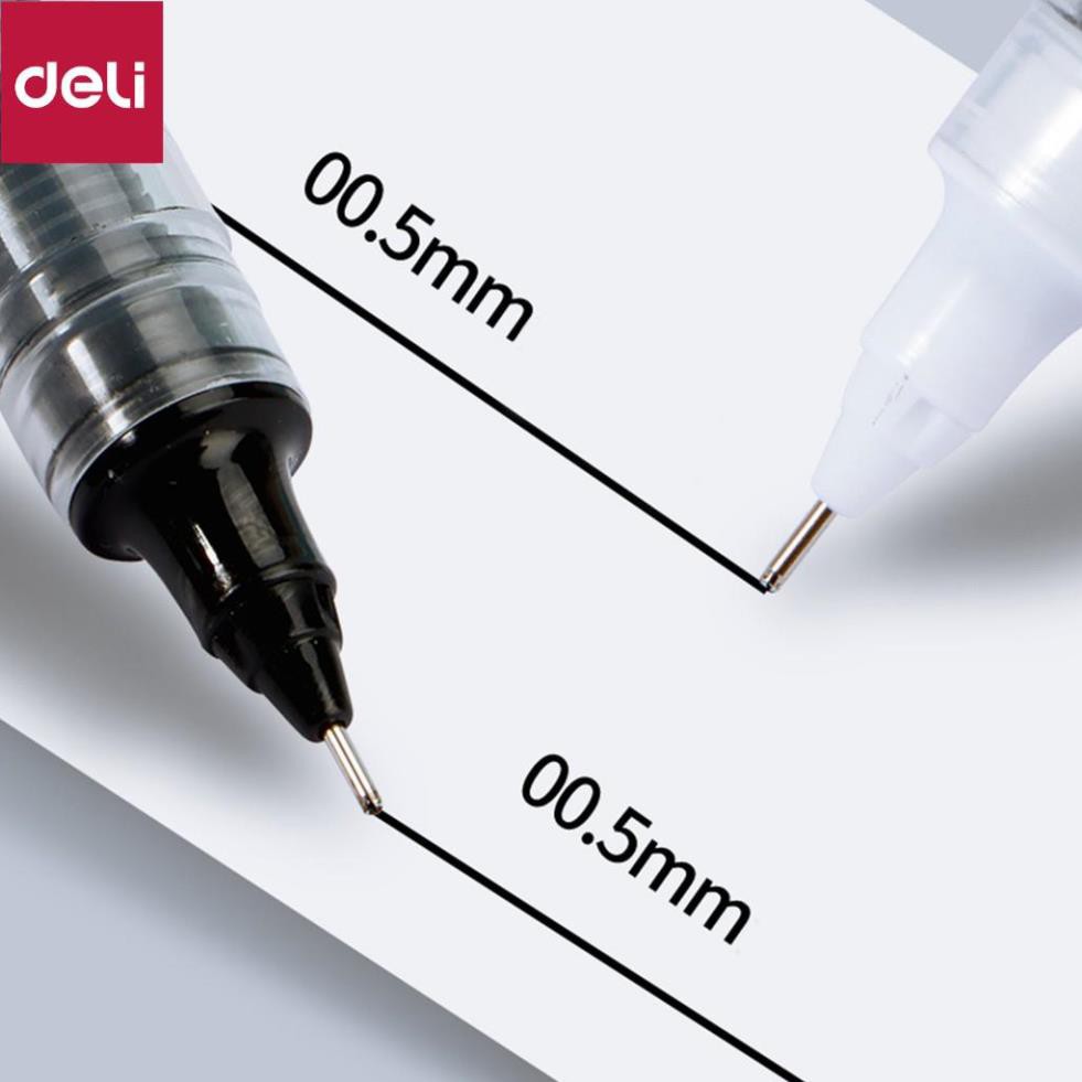 Bút bi nước Deli - 0.5mm - Vỏ Đen/Trắng - 1 chiếc màu ngẫu nhiên - S876 [Deli]