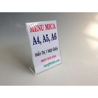 Menu mica A5 L hiển thị 1 mặt 148 x 210 mm