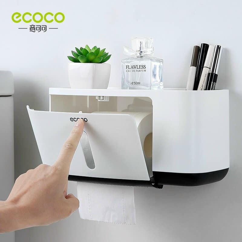 Hộp Kệ Đựng Giấy Vệ Sinh Ecoco Đa Năng Có 2 Lỗ Đựng Tiện Dụng