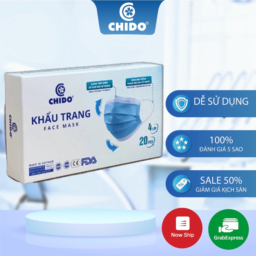 Khẩu Trang Y Tế KF94 4 Lớp Kháng Khuẩn Chống Bụi Chido 4D Đạt Tiêu Chuẩn FDA ISO, Kiểm Định Bộ Y Tế Chất Lượng Xuất Mỹ | BigBuy360 - bigbuy360.vn