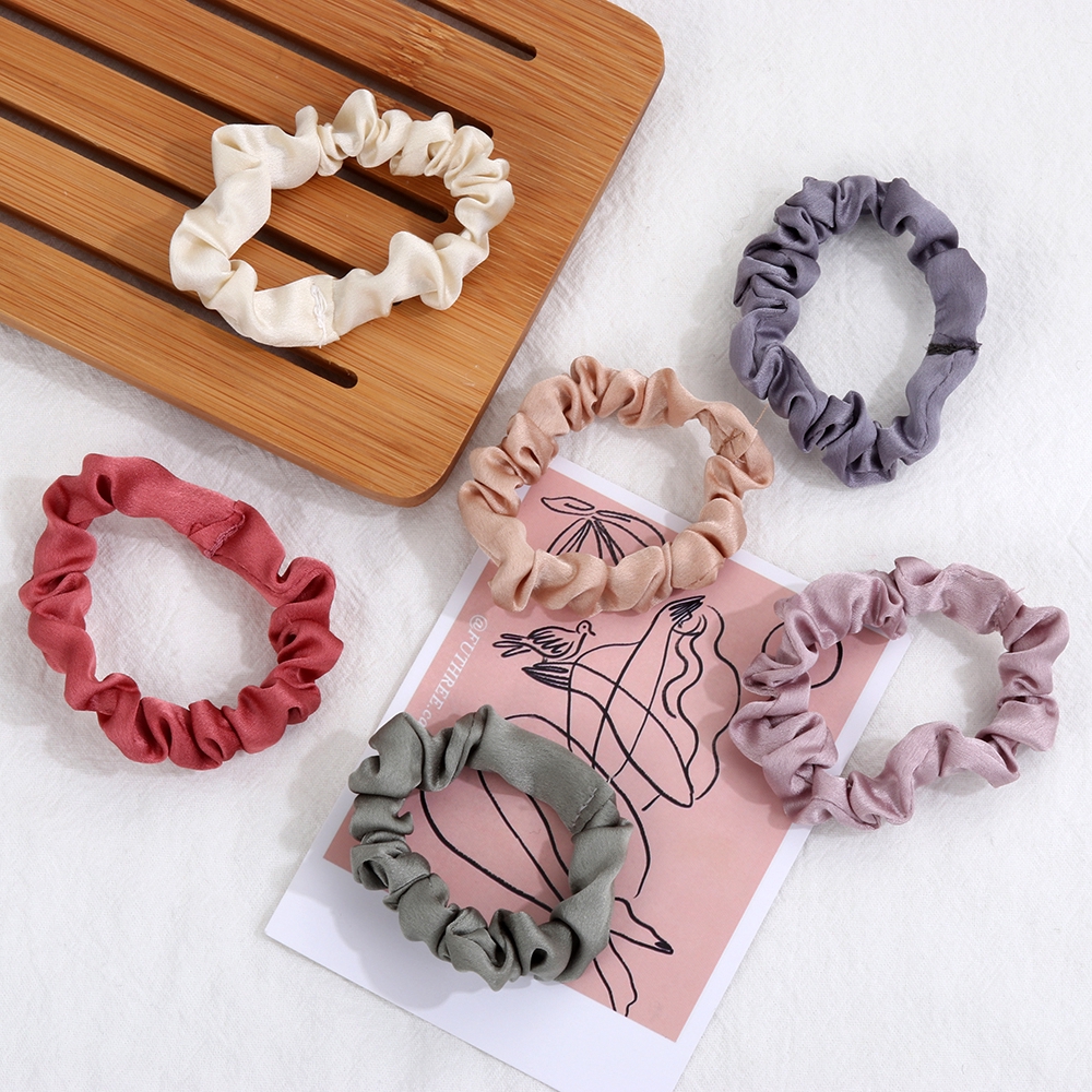 Bộ 4/6 Dây Buộc Tóc Vải Nhung Phong Cách Vintage