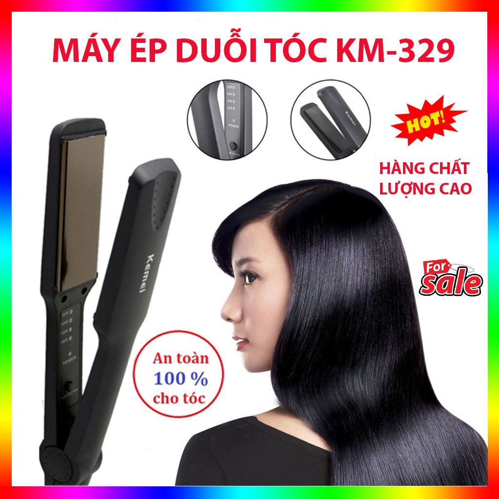 Máy Kẹp Ép Duỗi Thẳng Tóc Phủ Gốm Caremic Kemei Model KM329 Với 4 Mức Nhiệt Có Chỉnh Nhiệt Độ Công Suất 40W