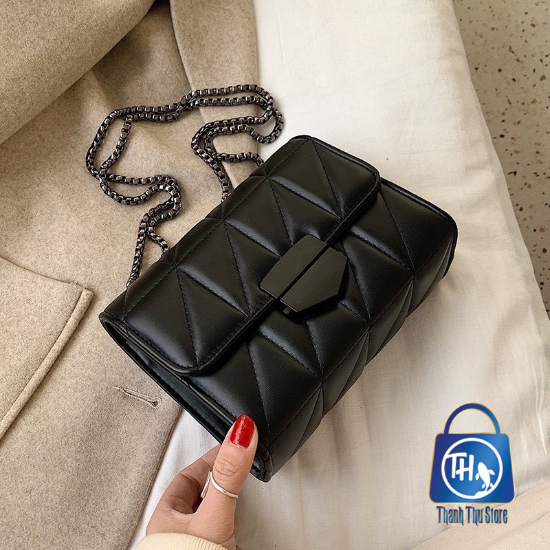 Túi đeo chéo nữ trần trám khóa nhọn thời trang BH 490