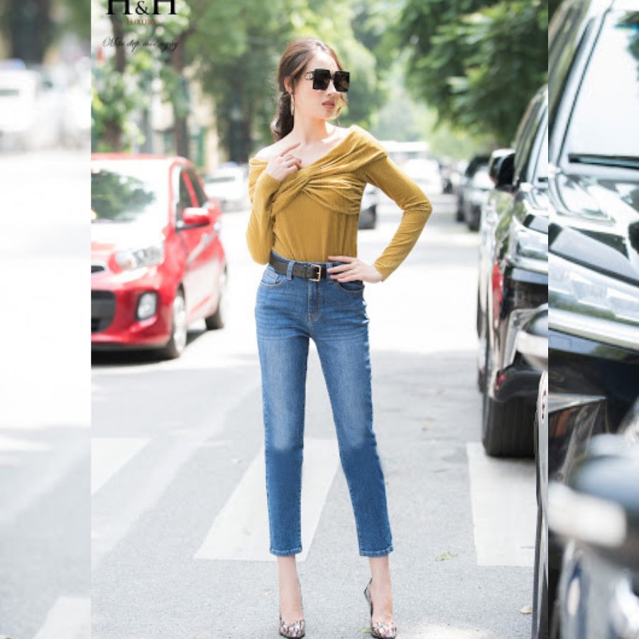 Jean nữ đẹp H&H Luxury - Quần jean skyn xanh Dáng ôm vừa trẻ trung vải bò xịn | BigBuy360 - bigbuy360.vn