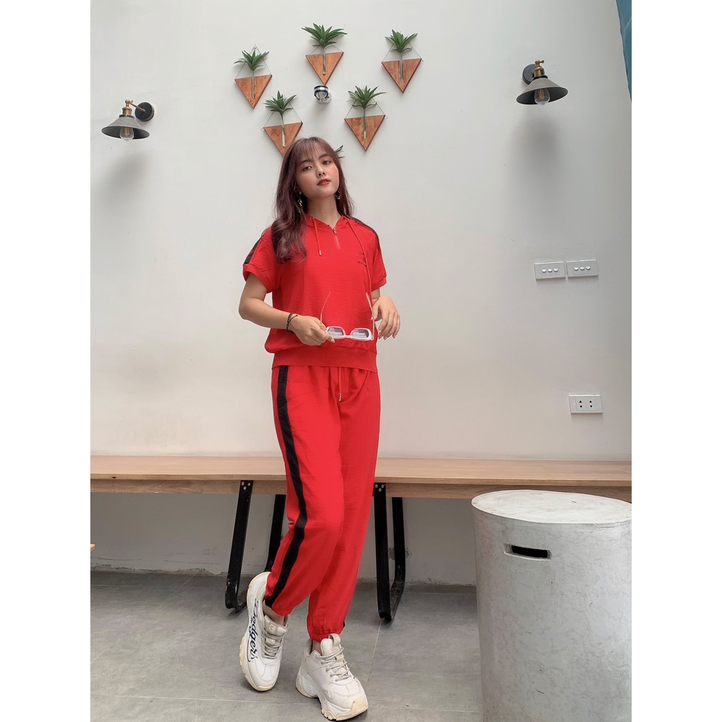 Bộ đồ đũi nữ thêu thể thao, Bộ đũi nữ mặc ở nhà NY 3 màu Đũi Chất đẹp  Đồ bộ đũi nữ chất đẹp