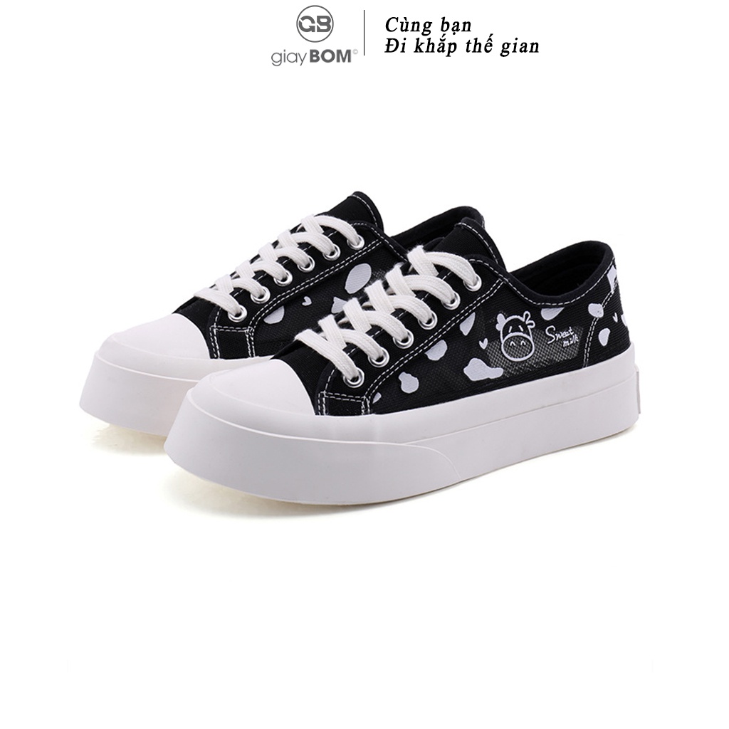 Giày bata nữ giayBOM Classics đen trắng đế cao 3 cm B1361