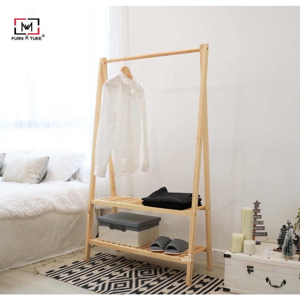 Combo giá treo quần áo 2 tầng và kệ đa năng 5 tầng thương hiệu MW FURNITURE