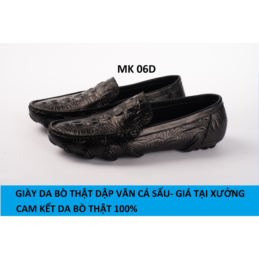 Giày Da Nam, Giày Da Bò Thật Dập Vân Cá Sấu