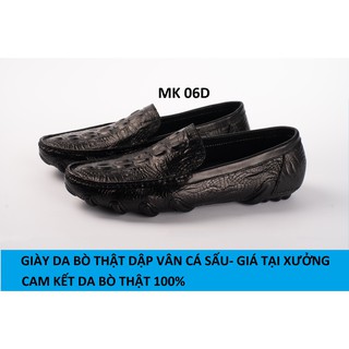 Giày Da Nam, Giày Da Bò Thật Dập Vân Cá Sấu