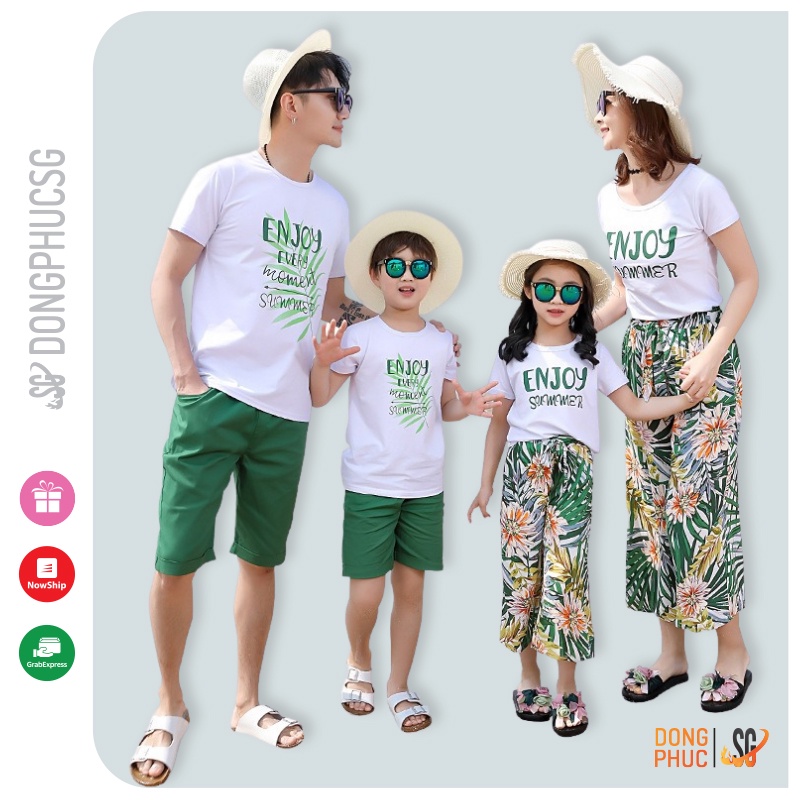 Áo thun gia đình mẫu Enjoy set đồ đồng phục hội nhóm nổi bật thun cotton dày dặn GD416 DONGPHUCSG