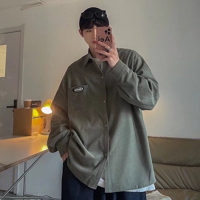Áo Sơ Mi Tay Dài Màu áo phong rộng nam Trơn Dễ Phối Đồ áo sơ mi nam Thời Trang áo sơ mi unisex Phong Cách Hàn Quốc sơ mi nữ form rộng áo sơ mi nhung tăm