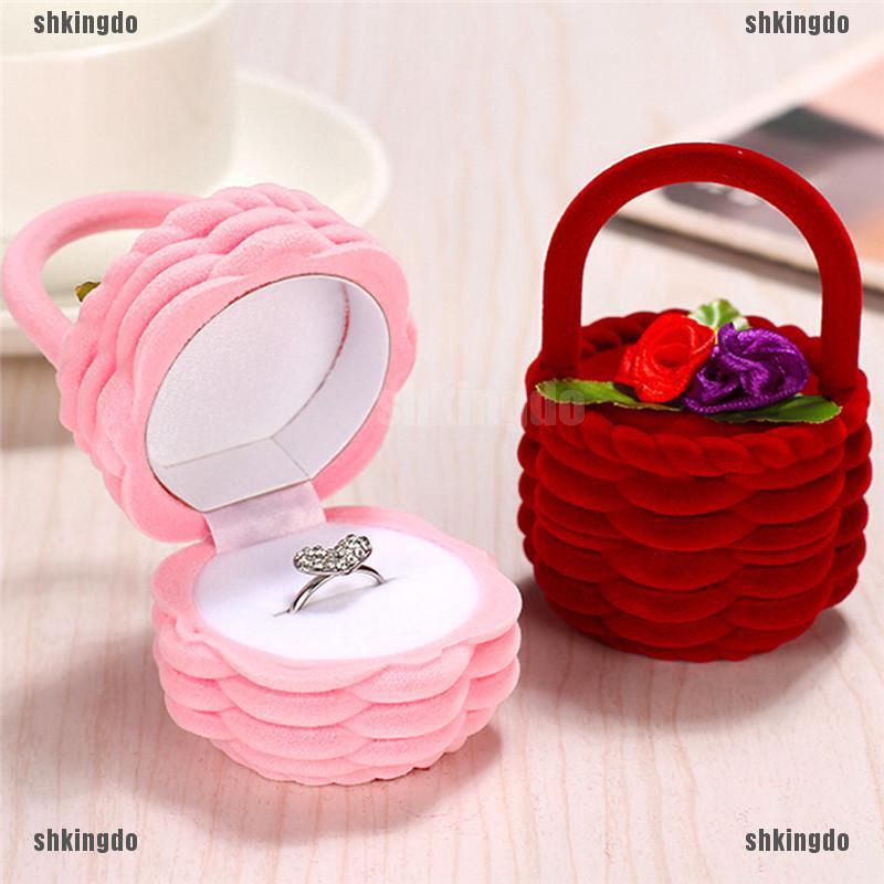 Hộp Nhung Đựng Trang Sức Hình Giỏ Hoa Chất Liệu Nhung