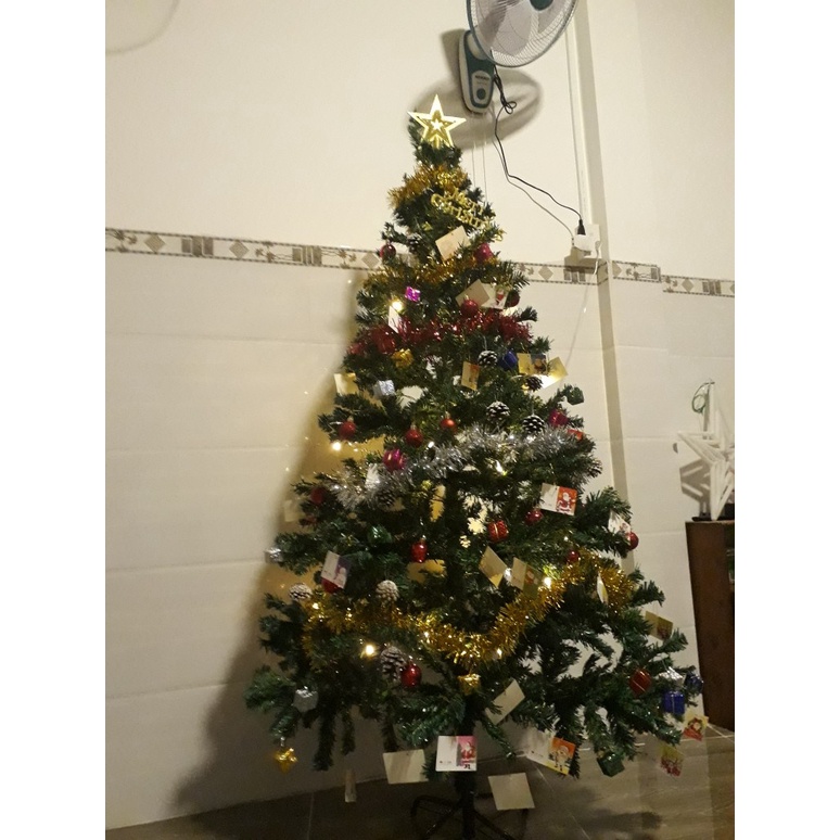 Cây thông Noel 150cm tán lá siêu dày loại 450 đầu cành+ Bộ phụ kiện trang trí cao cấp- C150