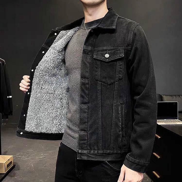 Áo khoác jean lót lông cừu dày giữ ấm nhiều màu thời trang Hàn Quốc cho nam