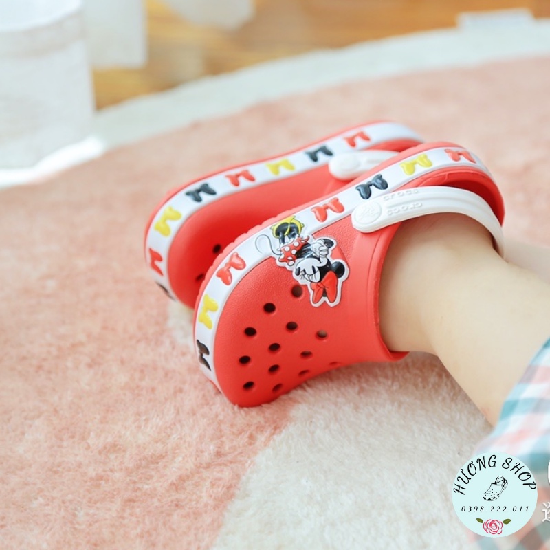 [Tặng jibit] - Dép Sục Cho Bé In Hình 3D Chuột Minnie Đỏ Xinh Xắn