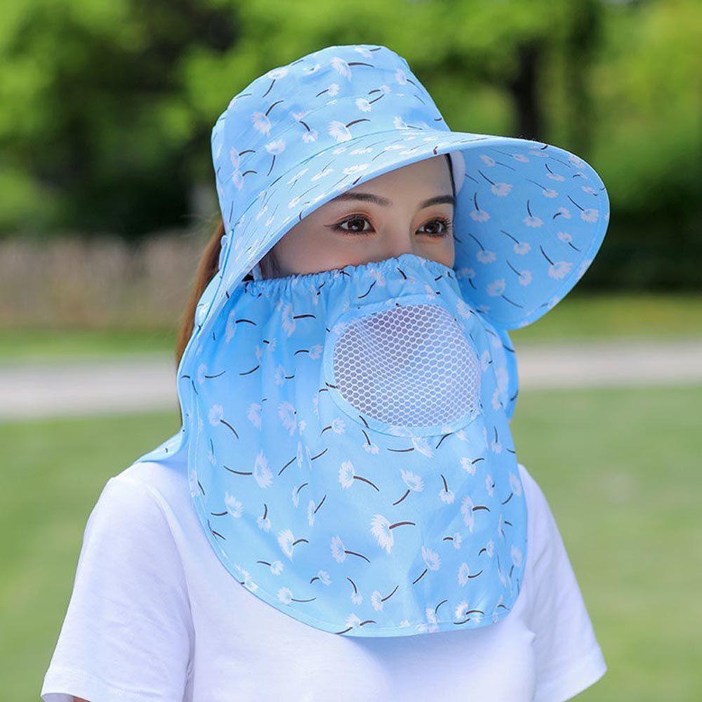 Mũ Vành Rộng Chống Nắng Chống Tia UV Có Tấm Che Mặt Và Cổ Thời Trang Mùa Hè