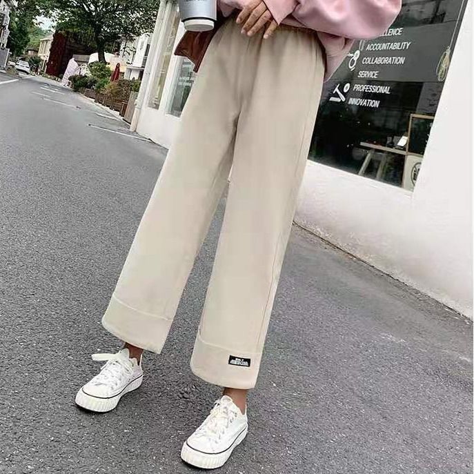 Women Wide Leg Pants Thick Wool Cloth High Waist Loose Straight Leg Pants | BigBuy360 - bigbuy360.vn