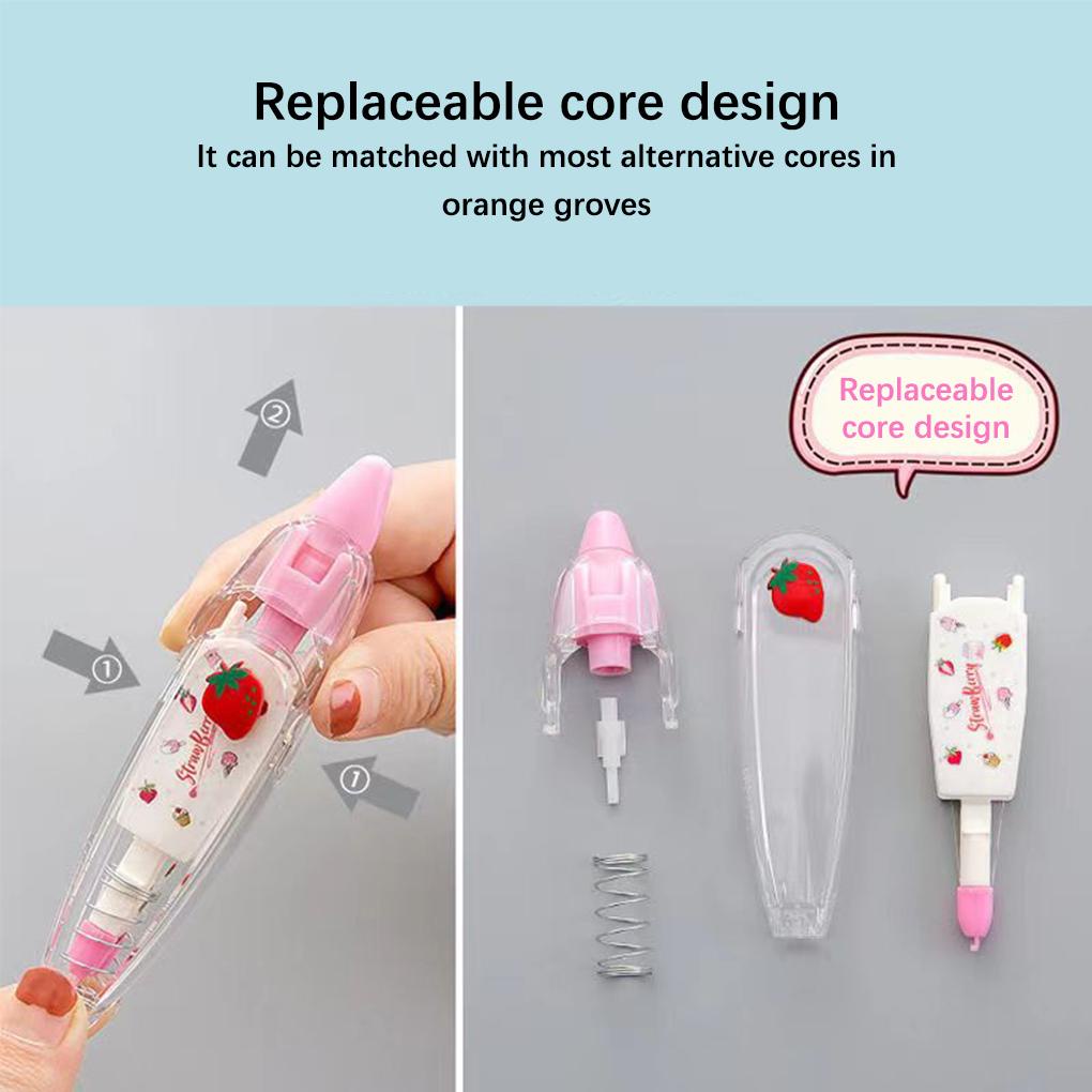 Bút Xóa Kéo Bằng Nhựa Họa Tiết Dâu Tây Dùng Cho Văn Phòng / Trường Học DIY