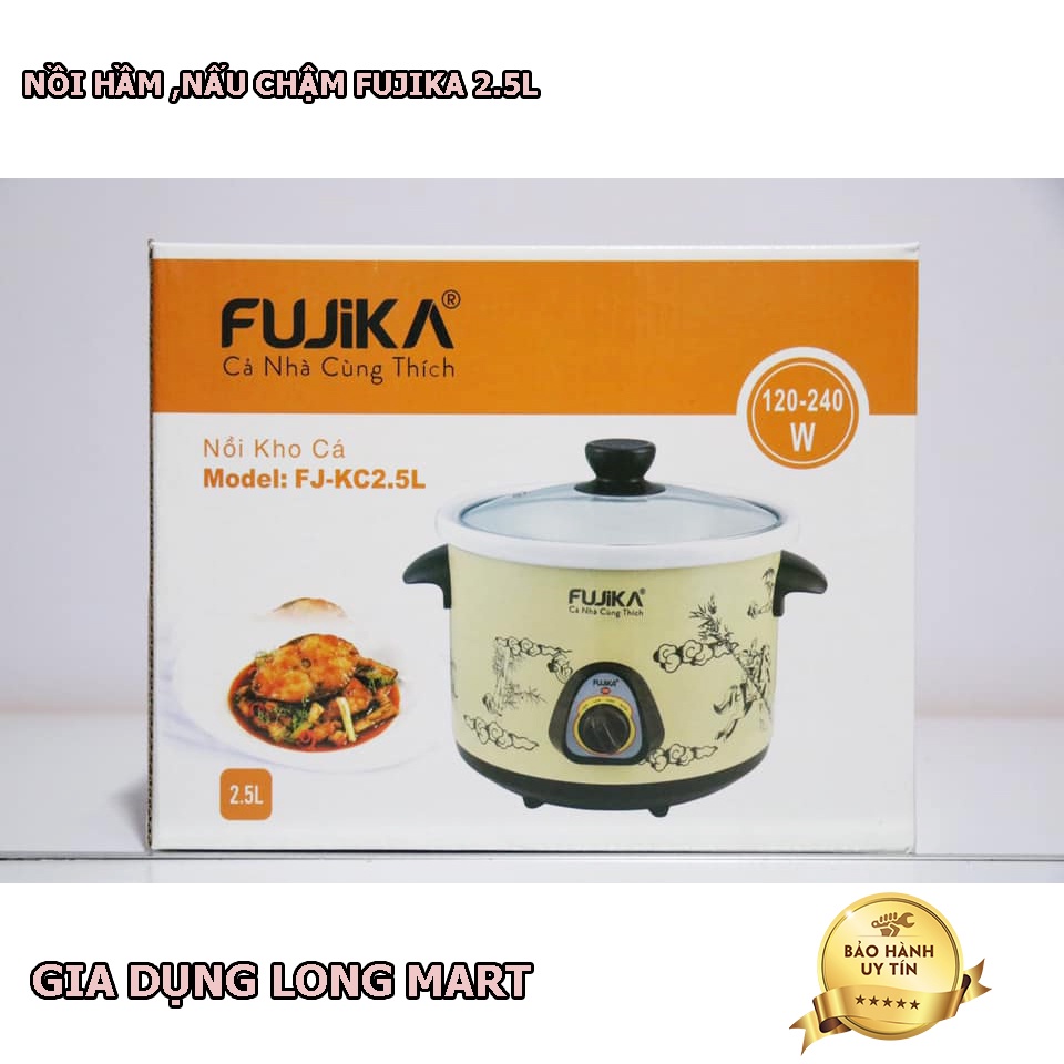 Nồi Kho Cá, Nấu Cháo Chậm Đa Năng Fujika 2,5L Hàng Chính Hãng Bảo Hành 12 Tháng