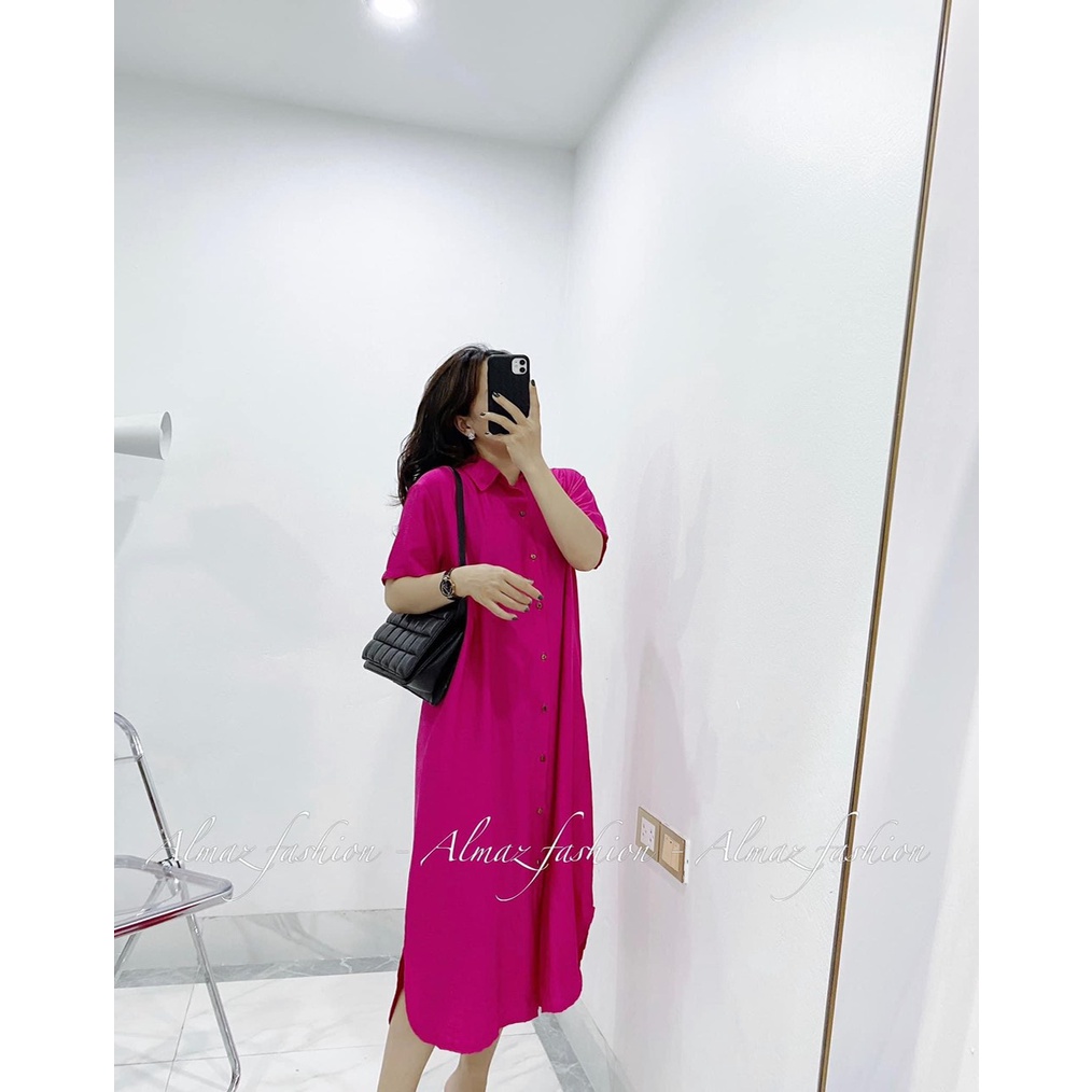 Váy suông đũi ,đầm xuông dáng dài 120cm,maxi from rộng thoải mái năng động-Minxy shop