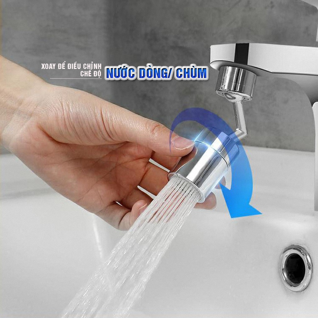 Đầu gắn vòi nước rửa mặt, vòi lavabo, vòi rửa bát 2 chế độ điều chỉnh nước Sen và dòng, tăng áp, xoay 720 độ Dan House