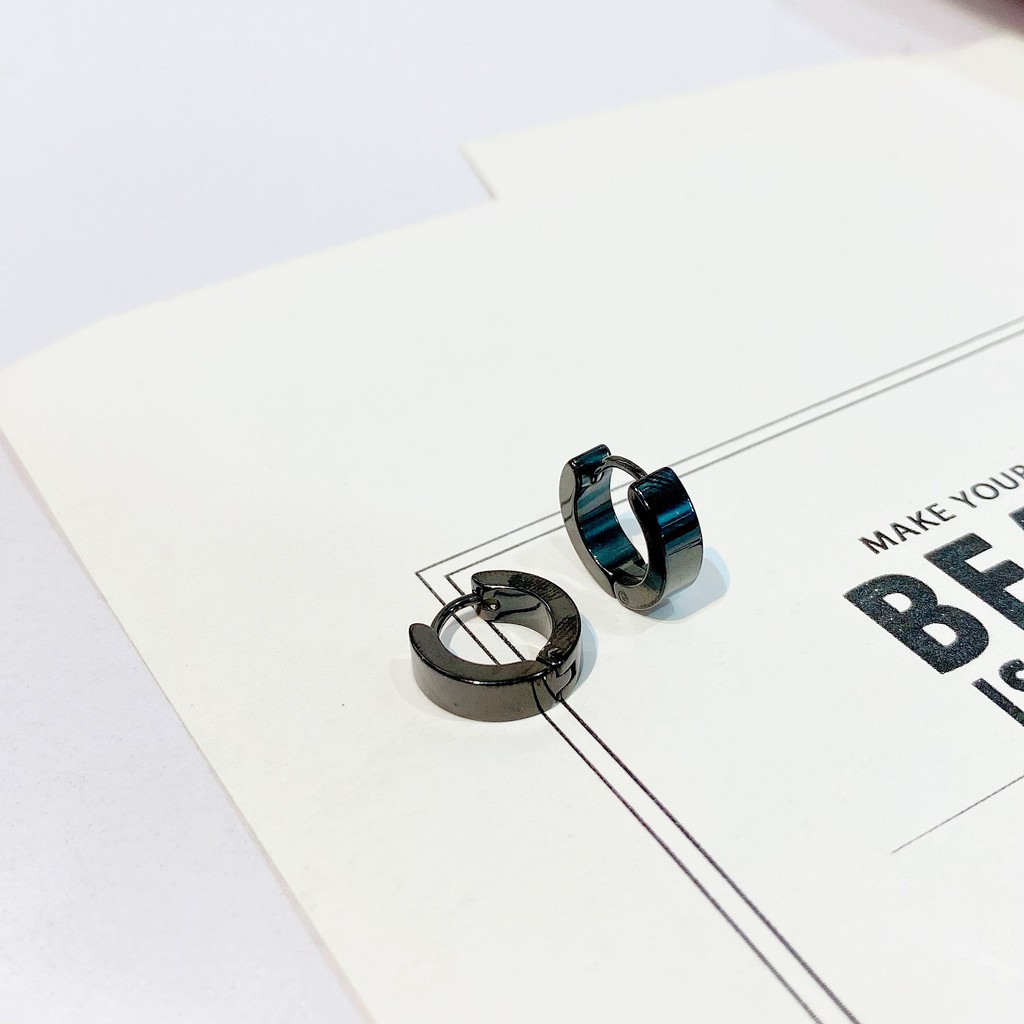 Bông Tai Khoen Tròn Bằng Thép Titan Không Gây Dị Ứng Phong Cách Hàn Quốc