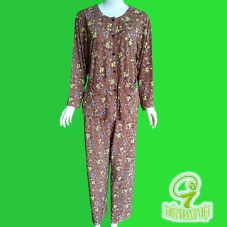 đồ bộ kiểu trung niên giản dị, áo cổ tròn 2 túi, tay Dài - màu Nâu Vàng