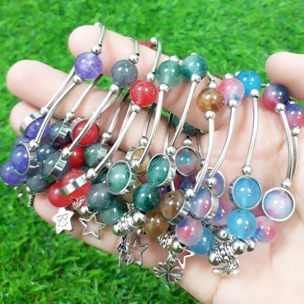 vòng tay đá phong thủy mix charm 5 cái = 85k [ sỉ handmade tphcm ]
