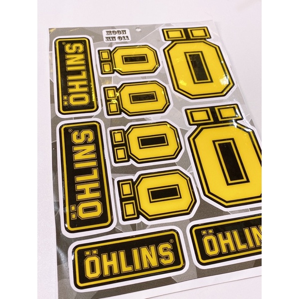 Decal tem nổi dán xe máy mẫu Ohlins vàng cao cấp dán xe máy, ô tô, mũ bảo hiểm chống thấm nước, chống bay màu