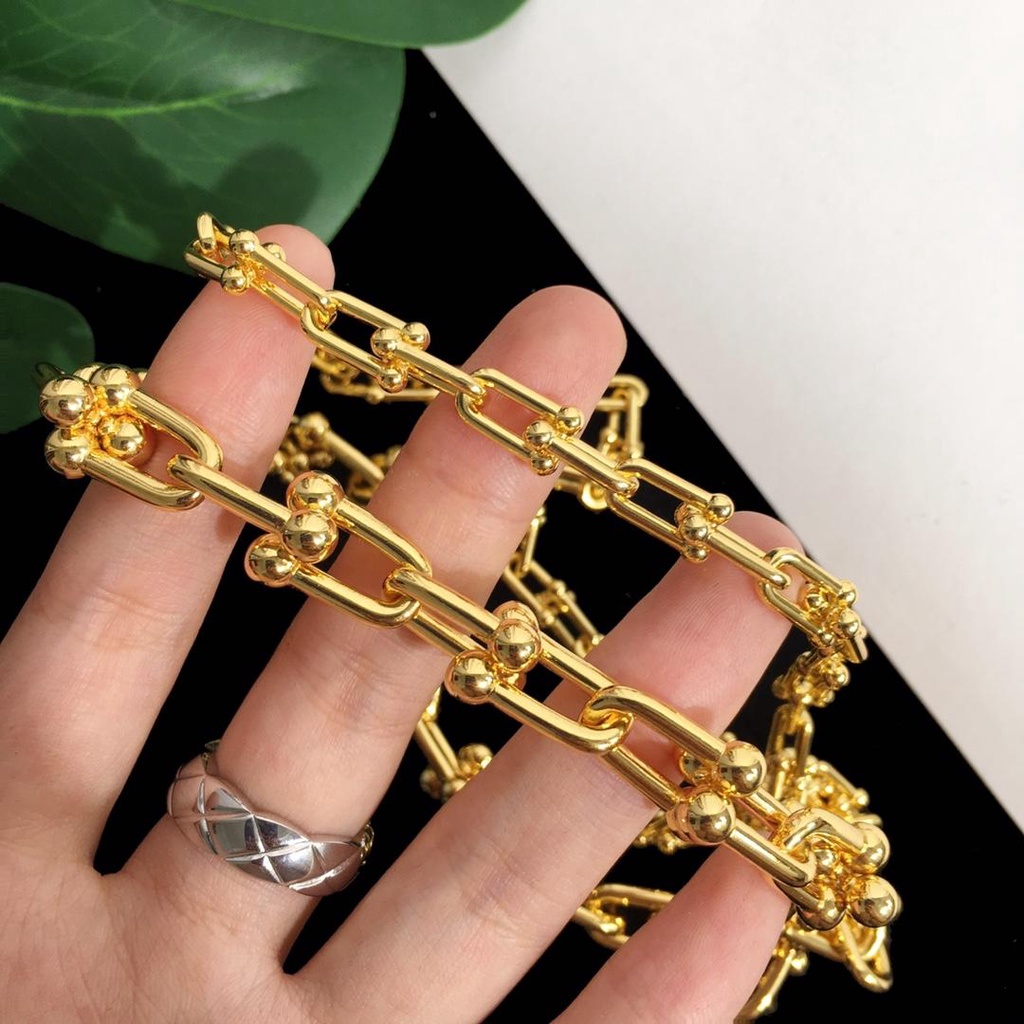 Vòng cổ Hình Chữ U Bằng Thép Không Gỉ Mạ Vàng 2023 45cm Thời Trang Cho Nữ