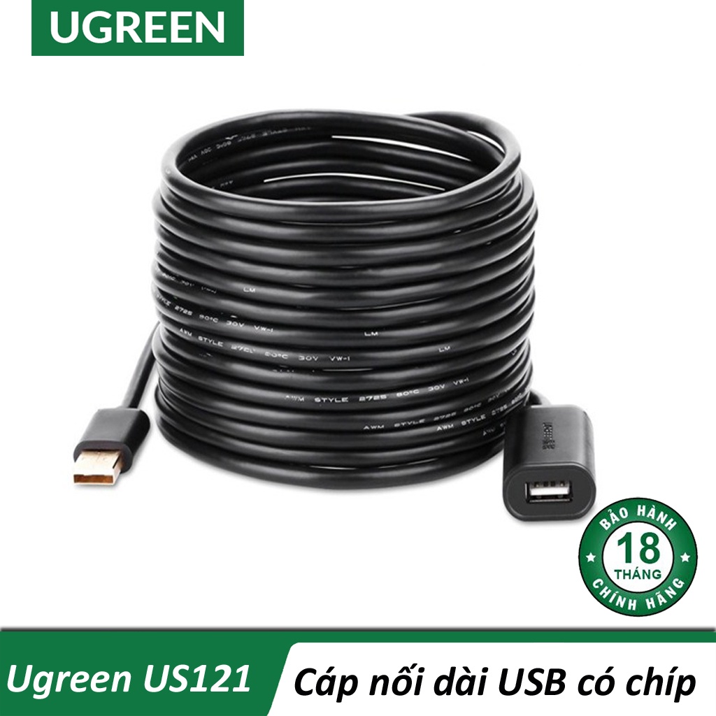 Cáp USB nối dài có chíp khuếch đại Chính Hãng Ugreen US121