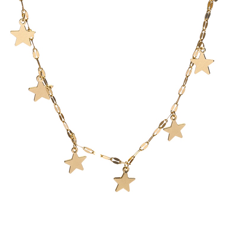 Vòng Cổ choker Dáng Dài Đính Hạt Ngọc Trai Và Ngôi Sao Năm Cánh Dễ Phối Đồ Thời Trang Cho Nữ