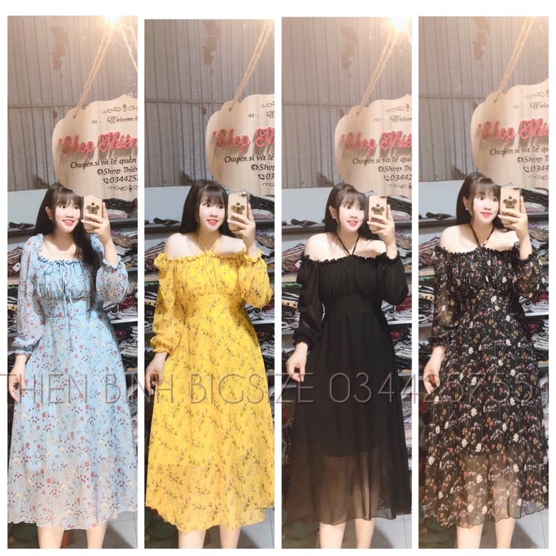 ĐẦM CỔ VUÔNG TAY DÀI BIGSIZE THIÊN BÌNH