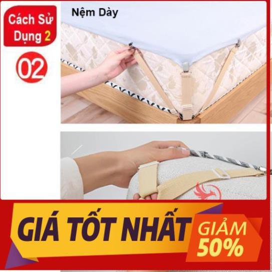 Bộ kẹp ga giường - kẹp drap giường nệm giữ cố định chống xê dịch tụt góc [ Combo 4 dây ]