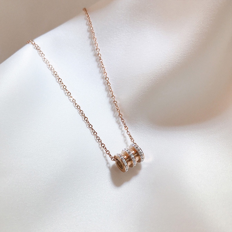 Diamond small waist titanium steel rose gold women's necklace