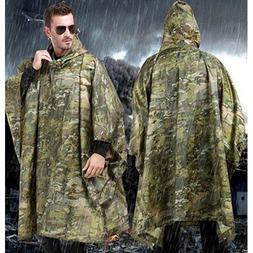 [ 𝑿𝑨̃ 𝑯𝑨̀𝑵𝑮 ] Áo mưa cánh dơi ☔𝑿𝑬̉ 𝑻𝑨̀ ☔ vải dù cao cấp rằn ri lính Mỹ - VLOC-AMD-US (Màu rằn ri)