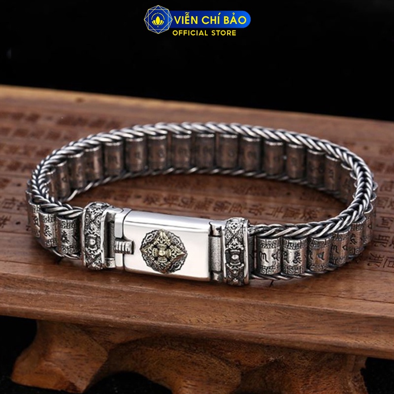 Lắc tay bạc nam thần chú trùy kim cang chất liệu bạc Thái trẻ trung nam tính Viễn Chí Bảo L100125-20