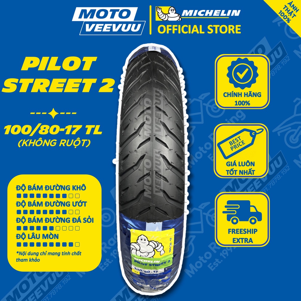 Vỏ lốp xe máy MICHELIN 100/80-17 TL Pilot Street 2
