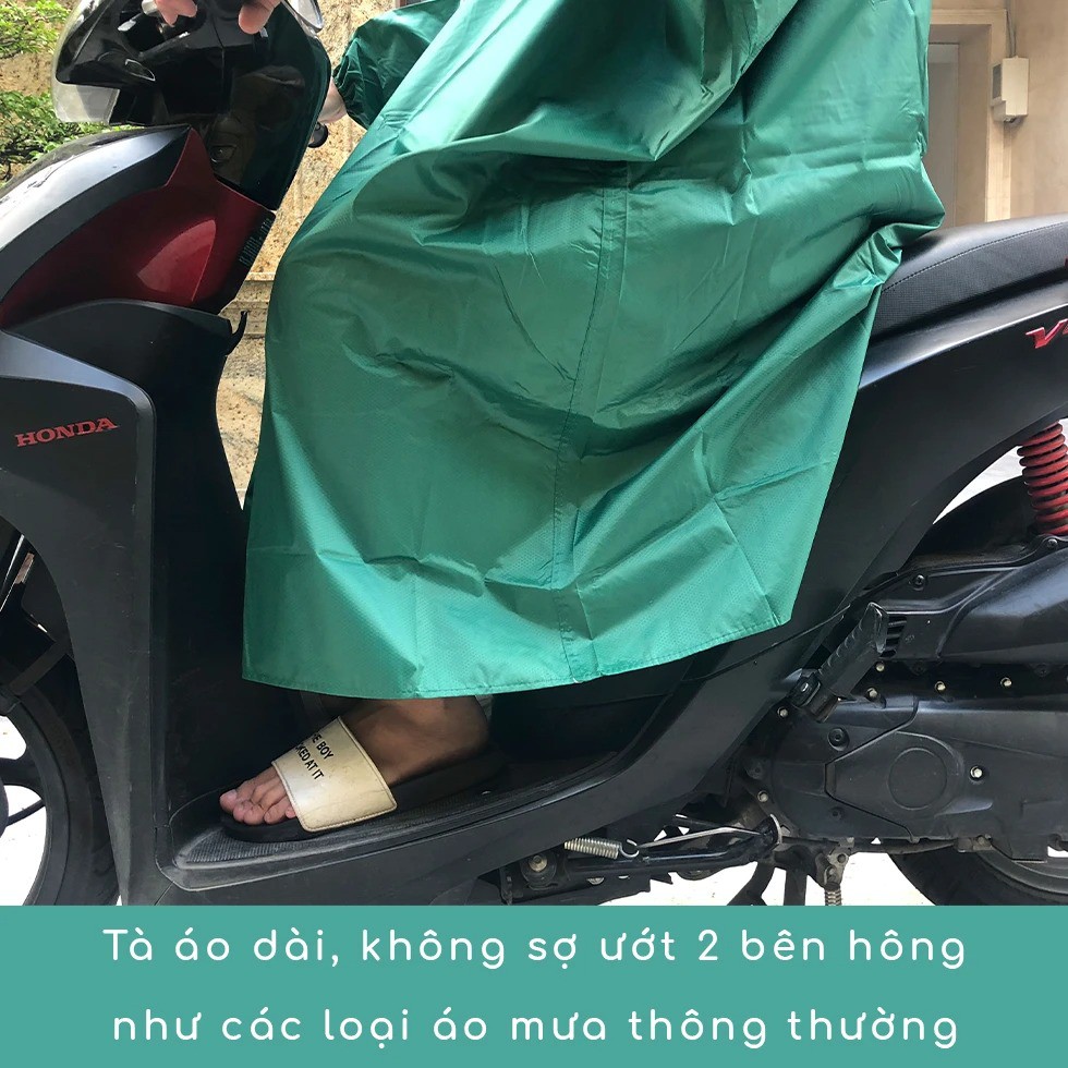 Áo mưa không xẻ tà vải dù tổ ong có khóa kéo cao cấp Kara House