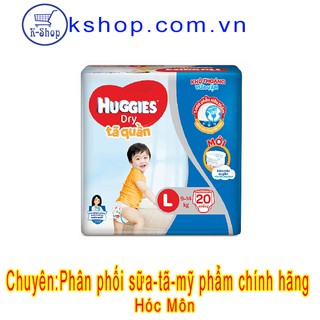 Tã Quần Huggies Dry Size L 20 Miếng Trẻ 9-14kg mẫu mới đệm mây