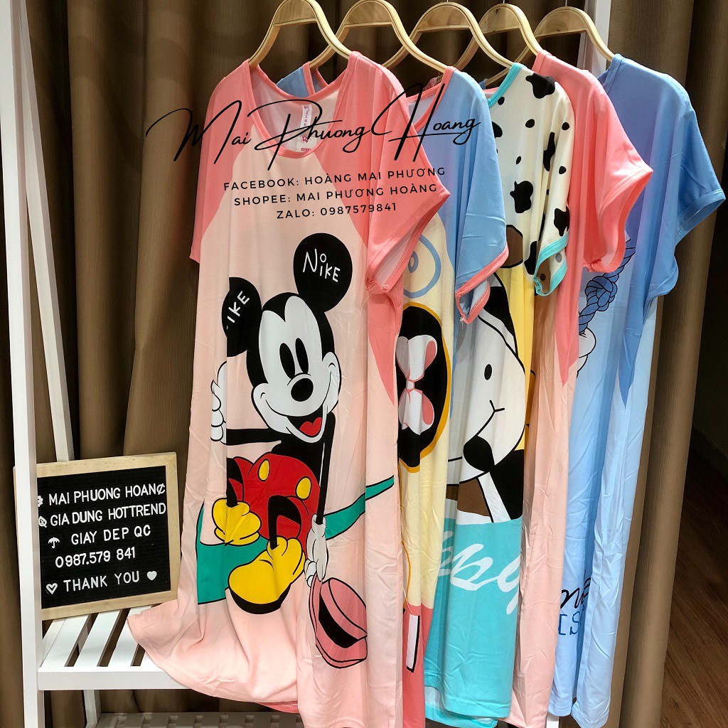 Váy Ngủ Hoạt Hình Cotton Họa Tiết Dễ Thương Cute hàng Quảng Châu Form rộng | BigBuy360 - bigbuy360.vn