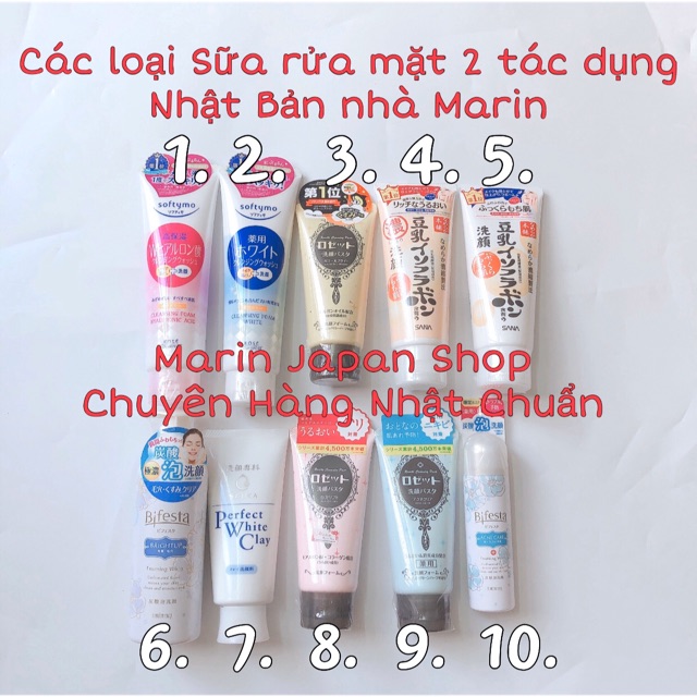 Các loại sữa rửa mặt có 2 tác dụng Nhật Bản nhà Marin tẩy trang, tẩy da chết