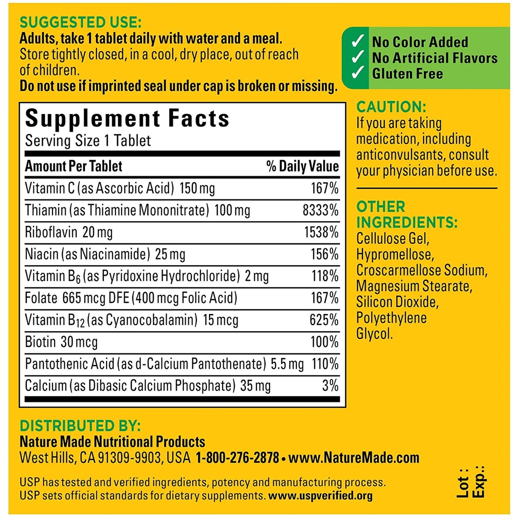 Viên Uống Vitamin B Tổng Hợp Nature Made Super B-Complex 60 viên
