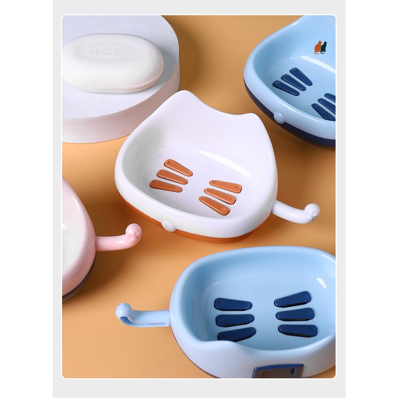 Khay Đựng Xà Phòng Gắn Tường Không Cần Khoan Lỗ Hình Mèo Cute - Dumi Shop