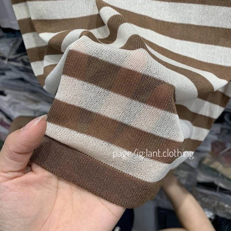 Áo polo len montogi kẻ mỏng