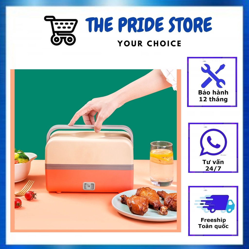 Hộp cơm cắm điện cao cấp - Hộp đựng cơm văn phòng có quai cầm tiện lợi, hộp cơm giữ nhiệt 2 tầng tự ngắt khi quá nhiệt