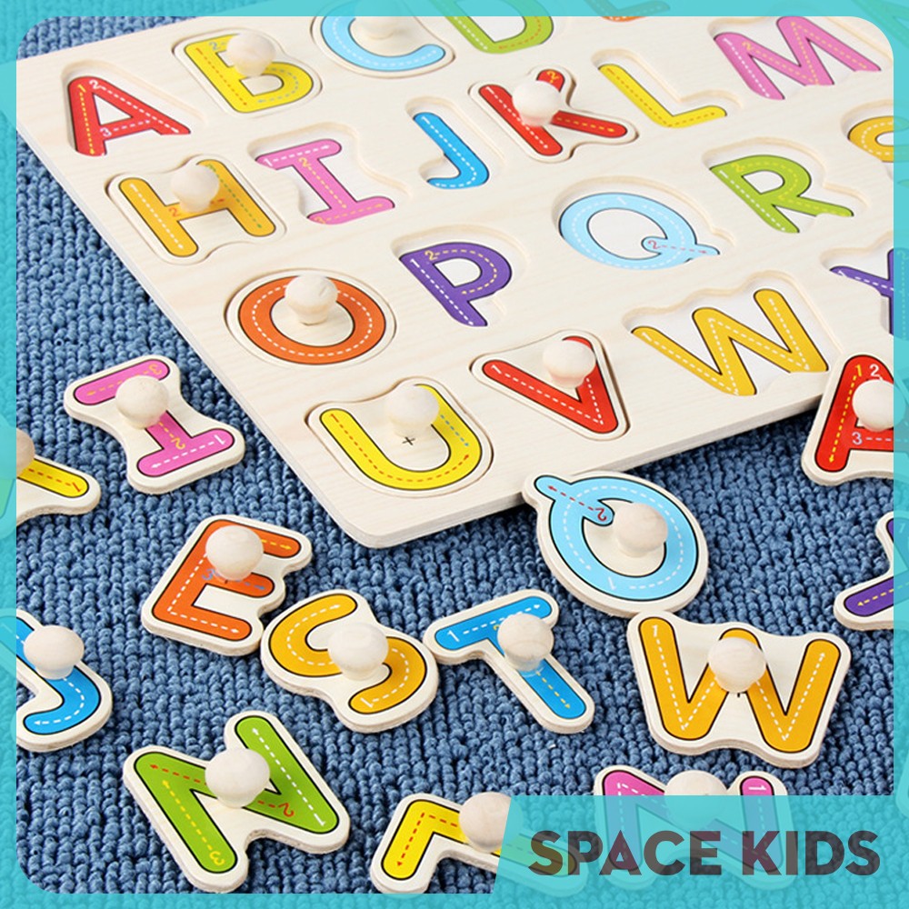 ♥ Đồ chơi trí tuệ ghép hình bằng gỗ có núm cho trẻ em phát triển tư duy và kỹ năng cơ bản Space Kids ♥
