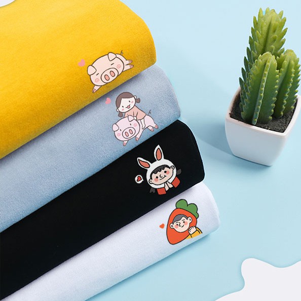 [Hàng Xịn, Gía Tốt] Áo Phông Thun Nữ Tay Ngắn Icon Họa Tiết Cô Bé Tai Thỏ Hàn Quốc - Unisex - Cotton - Mã AT029